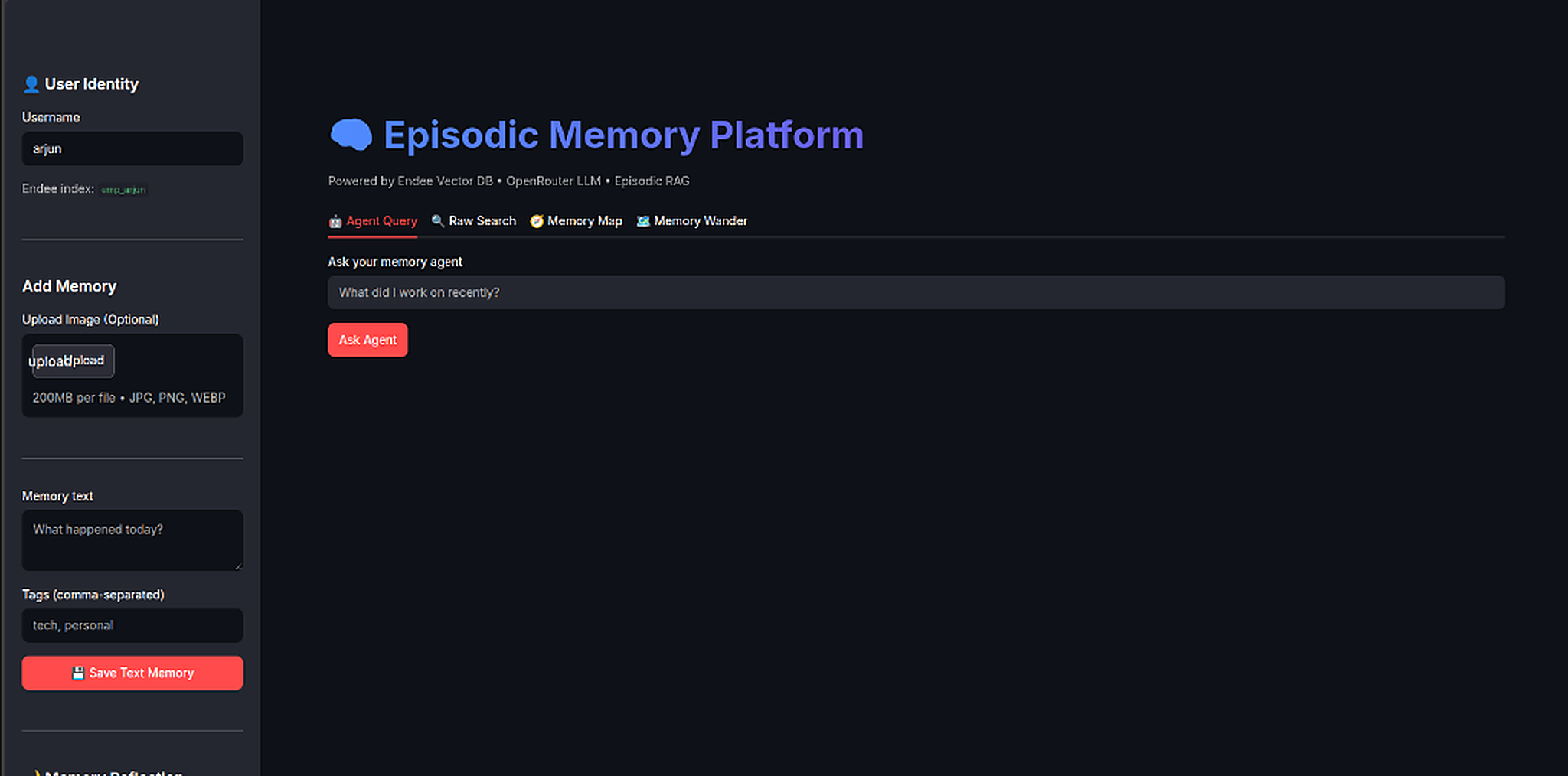 Episodic Memory Platform application showcase